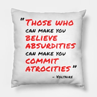 Voltaire Quote (Black/Red) Pillow