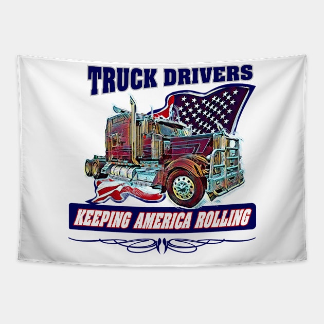 Professional Truck Driver Kenworth Design with classic truck Tapestry by CashArtDesigns