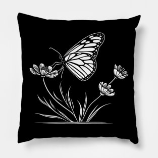 Monarch Butterfly's Graceful Landing Pillow