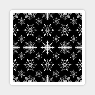 White Snowflakes Pattern in Black Magnet