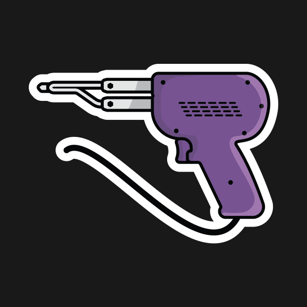 Electric Soldering Gun Tool Sticker vector illustration. Repairing hand tool object icon concept. Weller dual heat professional soldering gun sticker vector design. by AlviStudio