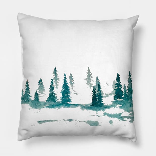 Winter pines Pillow by Whettpaint