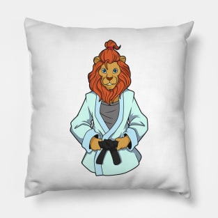 Comic lion does judo Pillow