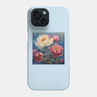 Pink and White Folk Art Peonies Phone Case