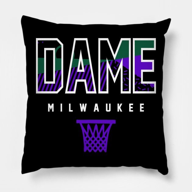 Dame Milwaukee Basketball Retro Pillow by funandgames