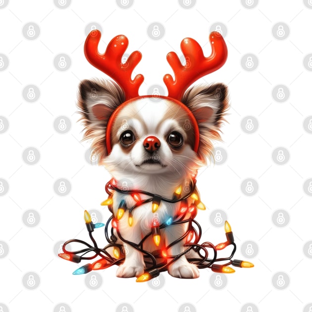 Christmas Red Nose Chihuahua Dog by Chromatic Fusion Studio