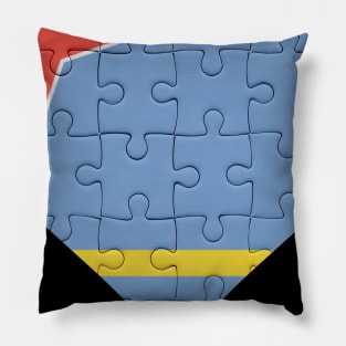 Aruban Jigsaw Puzzle Heart Design - Gift for Aruban With Aruba Roots Pillow