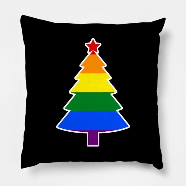 Christmas Tree LGBT Flag Gay Pride Rainbow Pillow by aaallsmiles