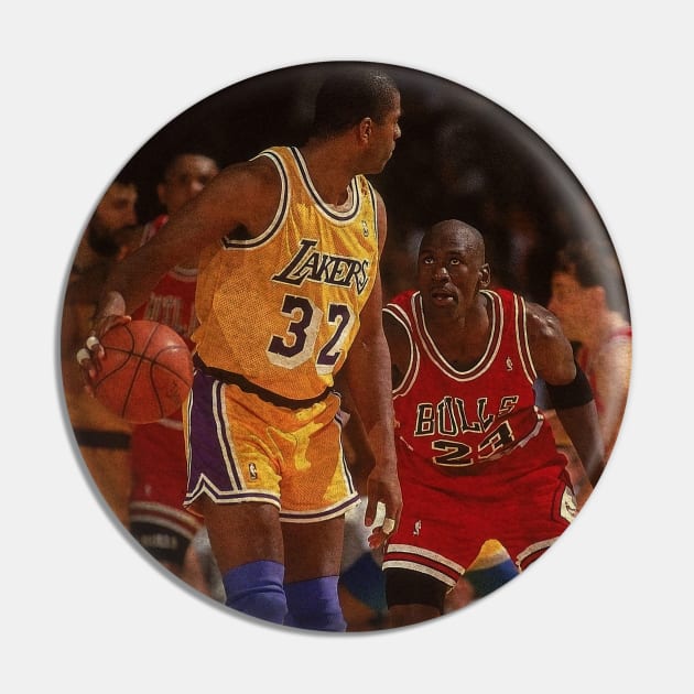 Magic Johnson vs Michael Jordan, NBA Finals Pin by Omeshshopart