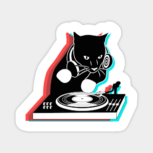 DJ Cat in 3D Colours Magnet