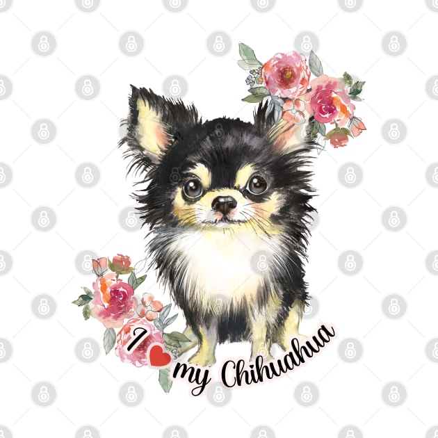 I love my Chihuahua Cute Chihuahua Puppy Dog Art by AdrianaHolmesArt