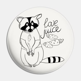 Cartoon raccoon and carrot juice Pin