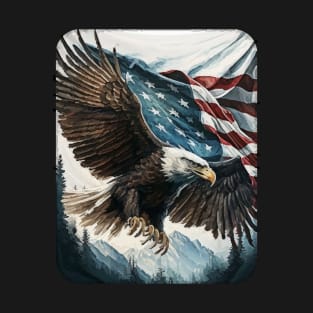 Eagle Flying with Flag T-Shirt