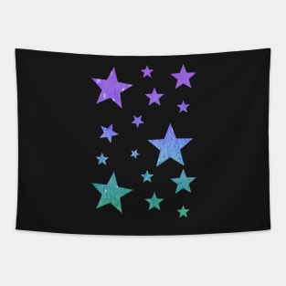 Pastel Purple Teal Ombre Faux Glitter Stars Tapestry