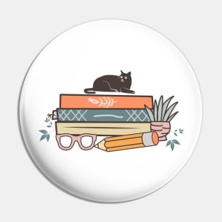 Book and cat World Book Day for Book Lovers Library Reading Pin