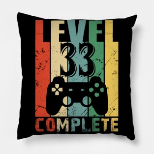 Vintage 33th Wedding Anniversary Level 33 Complete Funny Video Gamer Birthday Gift Ideas Pillow