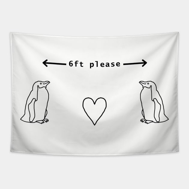 Penguins say Keep Your Distance Please Tapestry by ellenhenryart