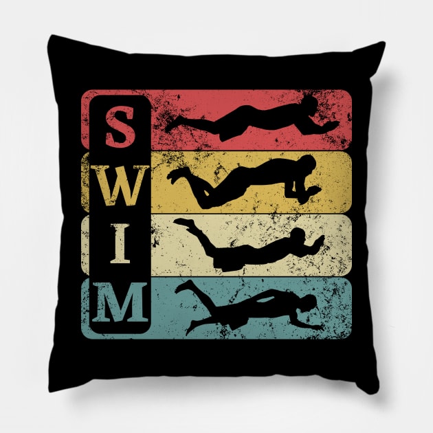 Retro Vintage Swimmer Swimming Pillow by JustBeSatisfied