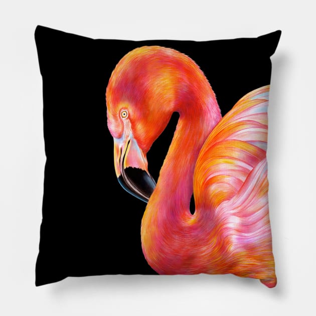 Flamingo Pillow by Tim Jeffs Art