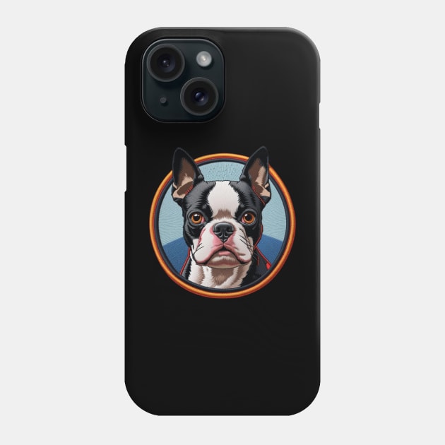 Boston Terrier Embroidered Patch Phone Case by Xie