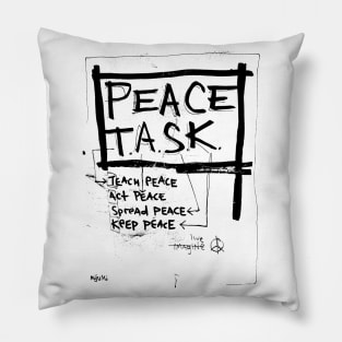 Peace Task Doodle Black Pillow