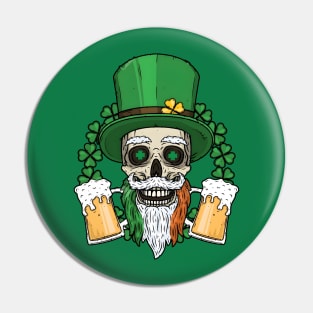 Skull St. Patricks Day Drunk Pin