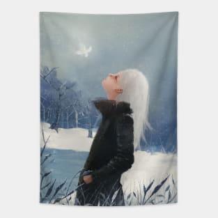 Butterfly in snow Tapestry