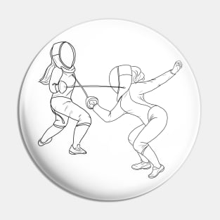 Fencing Girls Pin