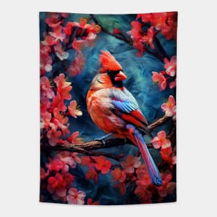 Cardinal bird painting colors art #cardinal Tapestry