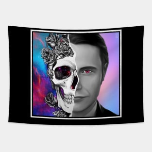 Psychedelic Space Hannibal with Rose Skull Tapestry