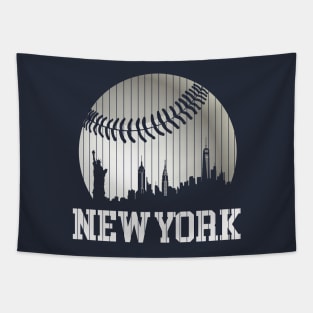 New York NY Skyline Baseball Stripes For Gameday Retro Style Tapestry