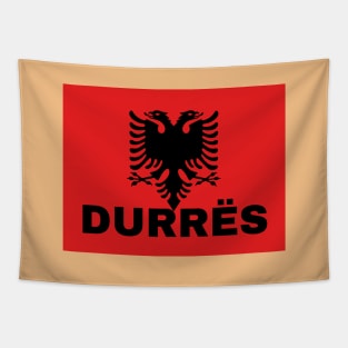 Durrës City in Albanian Flag Tapestry