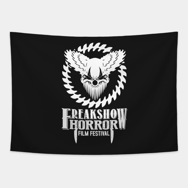 Official Freak Show Horror Logo - White Tapestry by FreakshowFilmFest