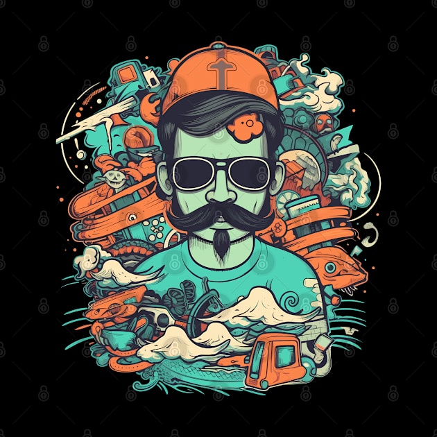 Hipster doodle classic tshirt design by Kalico Design