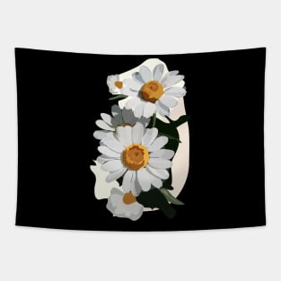 Daisies Black Background Tapestry
