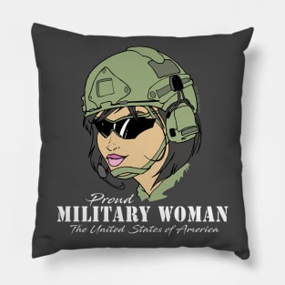 Proud Military Woman V3  (dark tees) Pillow