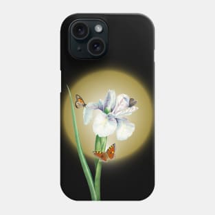 Vintage White Iris Flower illustration Phone Case