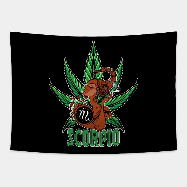 Scorpio Weed Shirt, Zodiac Cannabis, Scorpio Marijuana Shirt, Scorpio Gift, Scorpio Zodiac tee, zodiac birthday gift Tapestry by Moon Phase Design