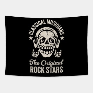 Classical Musicians: The Original Rockstars - Funny Skeleton with Headphones Tapestry