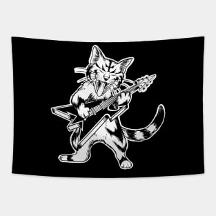 Cute Guitar Cat Metal - Goth and Cat Lover Tapestry