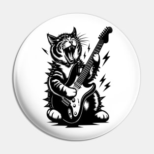 Cat Playing Guitar Pin