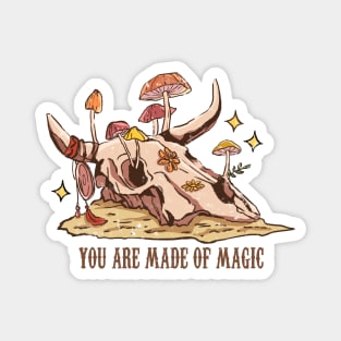 "You Are Made of Magic" Bull Skull Magnet