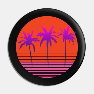 Retrowave Sun Palm Trees Art Pin