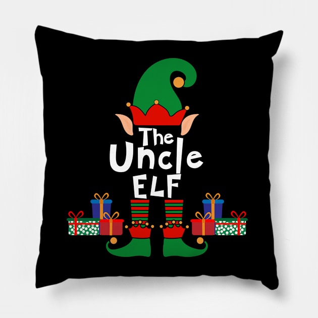 Funny Family Matching Christmas Uncle Elf Pillow by Mind Your Tee