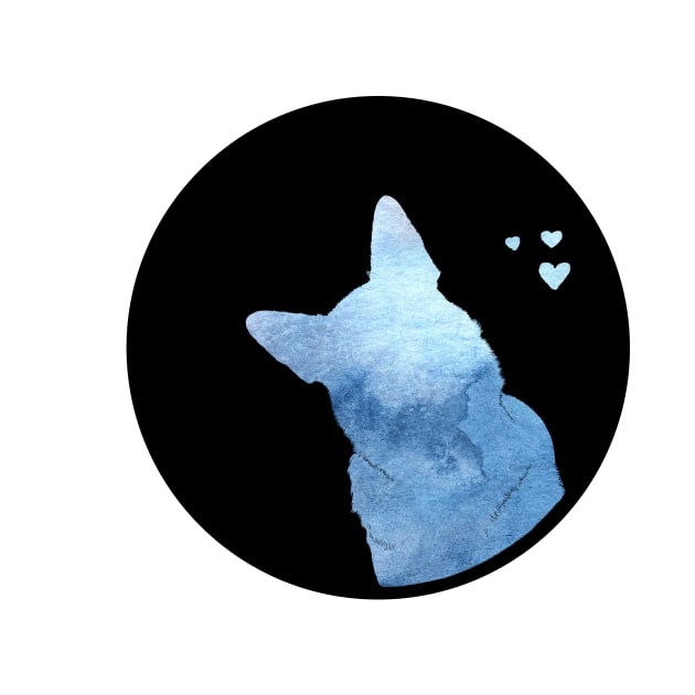 German Shepherd Love - Ocean Blue Silhouette by SophieStockArt