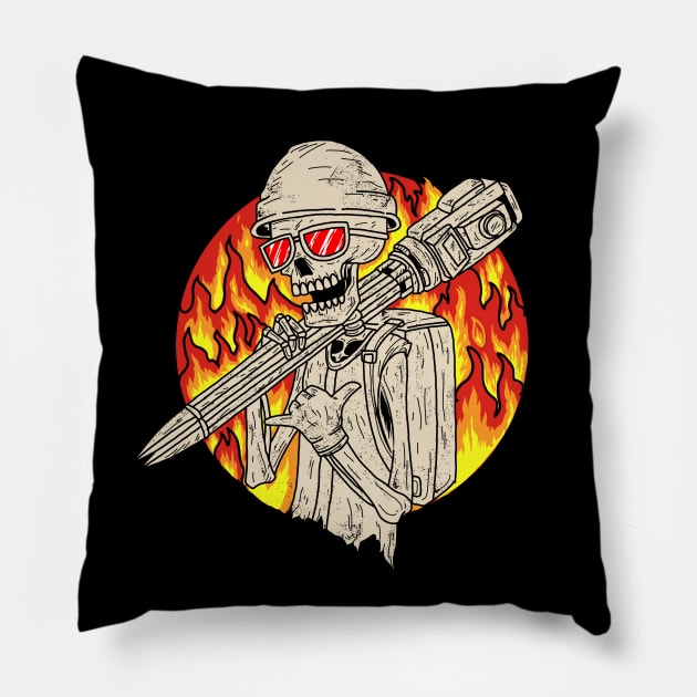 SURVEYOR, HOT WORKER Pillow by AZMTH CLOTHING