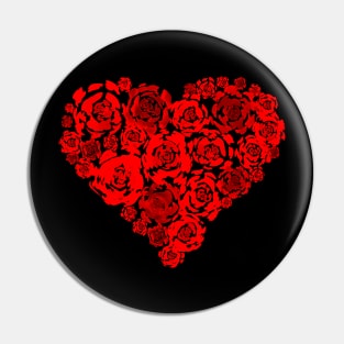 Red Roses Heart Pin