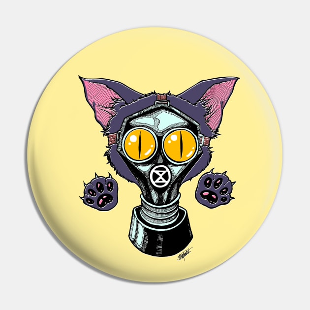 Gas Mask Kitty Pin by Indi Martin