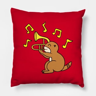 Squirrel playing trombone Pillow