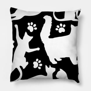 Pattern Of Cats And Paws Pillow